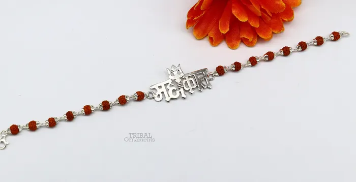 Bracelets TRIBAL ORNAMENTS 925 sterling silver handmade lord Shiva Mahakal design Rakhi bracelet amazing Rudraksha Mahakaal bracelet use as daily use jewelry rk207 Bracelets TRIBAL ORNAMENTS 925 sterling silver handmade lord Shiva Mahakal design Rakhi bracelet amazing Rudraksha Mahakaal bracelet use as daily use jewelry rk207
