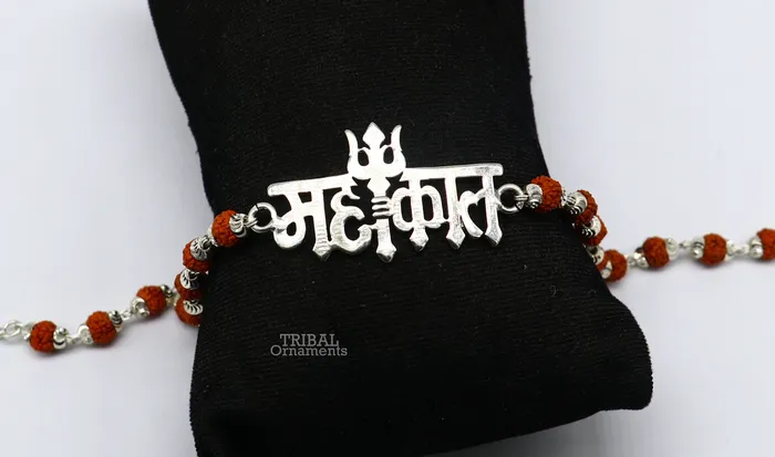 Bracelets TRIBAL ORNAMENTS 925 sterling silver handmade lord Shiva Mahakal design Rakhi bracelet amazing Rudraksha Mahakaal bracelet use as daily use jewelry rk207 Bracelets TRIBAL ORNAMENTS 925 sterling silver handmade lord Shiva Mahakal design Rakhi bracelet amazing Rudraksha Mahakaal bracelet use as daily use jewelry rk207