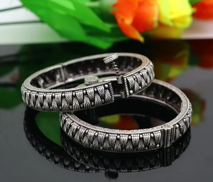 Bracelets TRIBAL ORNAMENTS 925 sterling silver handmade Vintage design ethnic bangle bracelet tribal jewelry best bride belly dance ethnic jewelry nba350