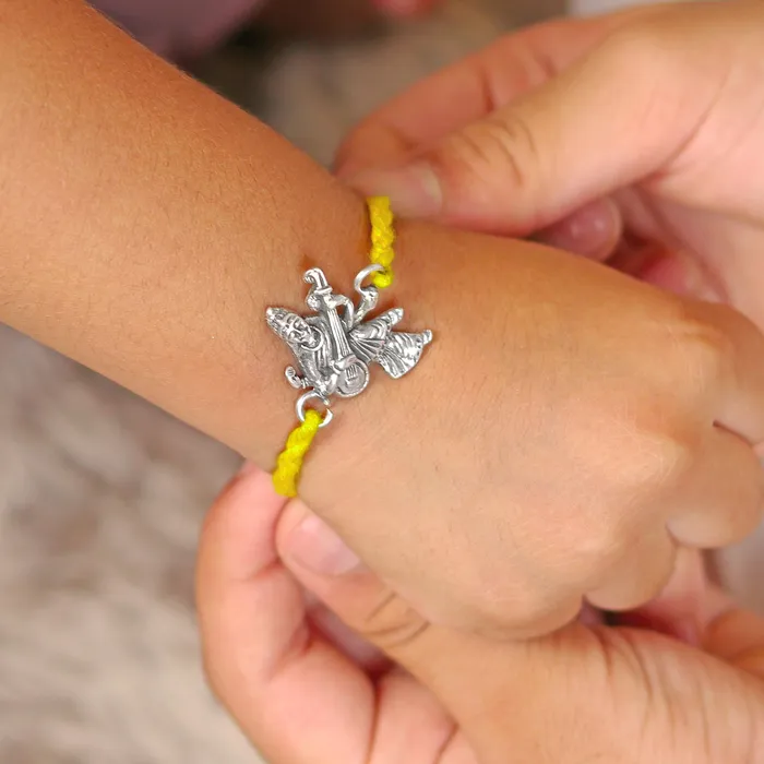 Bracelets TRIBAL ORNAMENTS 925 Sterling silver Lord Sarashwati maa with veena design pendant Rakhi bracelet Rakshabandhan festival rk331 Bracelets TRIBAL ORNAMENTS 925 Sterling silver Lord Sarashwati maa with veena design pendant Rakhi bracelet Rakshabandhan festival rk331