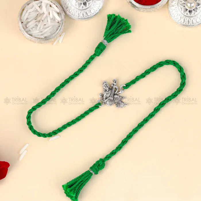 Bracelets TRIBAL ORNAMENTS 925 Sterling silver Lord Sarashwati maa with veena design pendant Rakhi bracelet Rakshabandhan festival rk331 Bracelets TRIBAL ORNAMENTS 925 Sterling silver Lord Sarashwati maa with veena design pendant Rakhi bracelet Rakshabandhan festival rk331