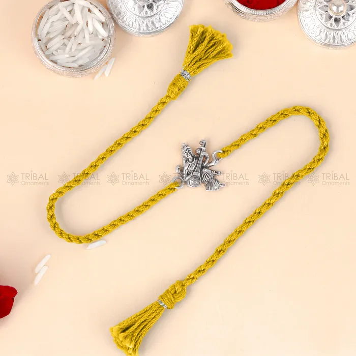 Bracelets TRIBAL ORNAMENTS 925 Sterling silver Lord Sarashwati maa with veena design pendant Rakhi bracelet Rakshabandhan festival rk331 Bracelets TRIBAL ORNAMENTS 925 Sterling silver Lord Sarashwati maa with veena design pendant Rakhi bracelet Rakshabandhan festival rk331