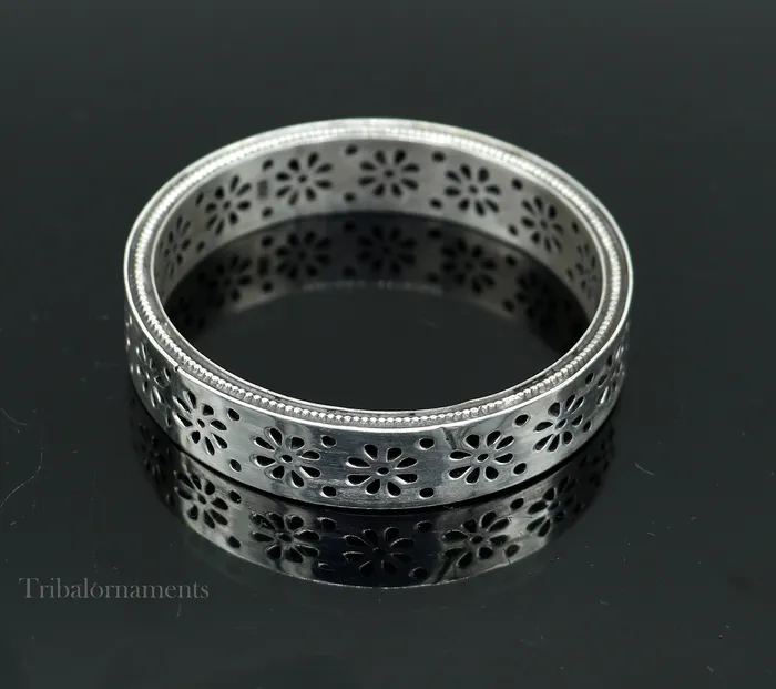 Bracelets TRIBAL ORNAMENTS Exclusive 925 sterling silver handmade floral bangle bracelet vintage design stylish brides bangle wide elegant bangle jewelry ba116