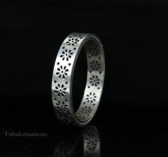 Bracelets TRIBAL ORNAMENTS Exclusive 925 sterling silver handmade floral bangle bracelet vintage design stylish brides bangle wide elegant bangle jewelry ba116