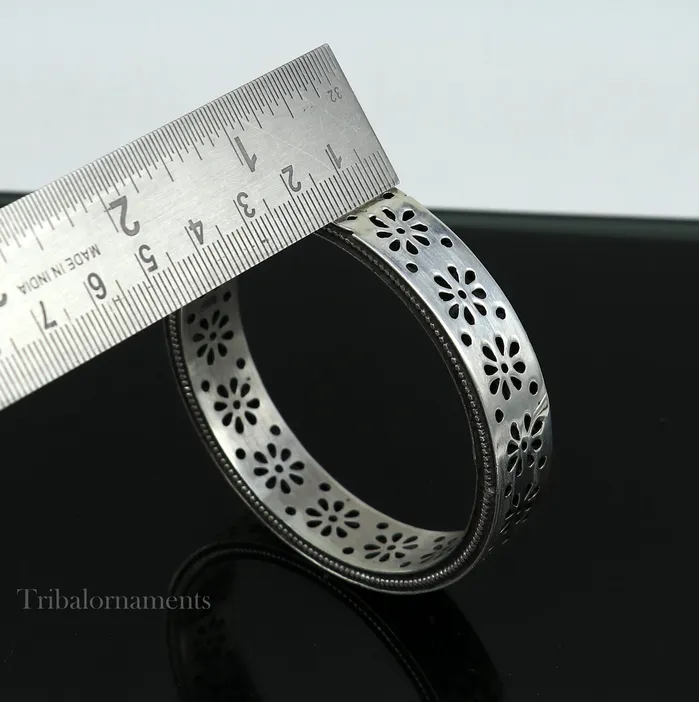 Bracelets TRIBAL ORNAMENTS Exclusive 925 sterling silver handmade floral bangle bracelet vintage design stylish brides bangle wide elegant bangle jewelry ba116