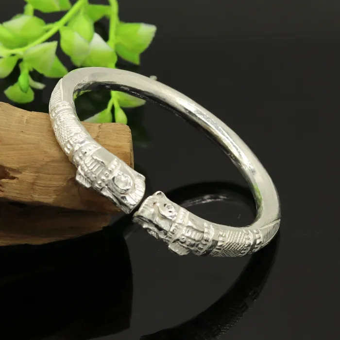 Bracelets TRIBAL ORNAMENTS Solid silver handcrafted vintage antique style gorgeous bangle bracelet kada customized adjustable crocodile bracelet for mens nssk241