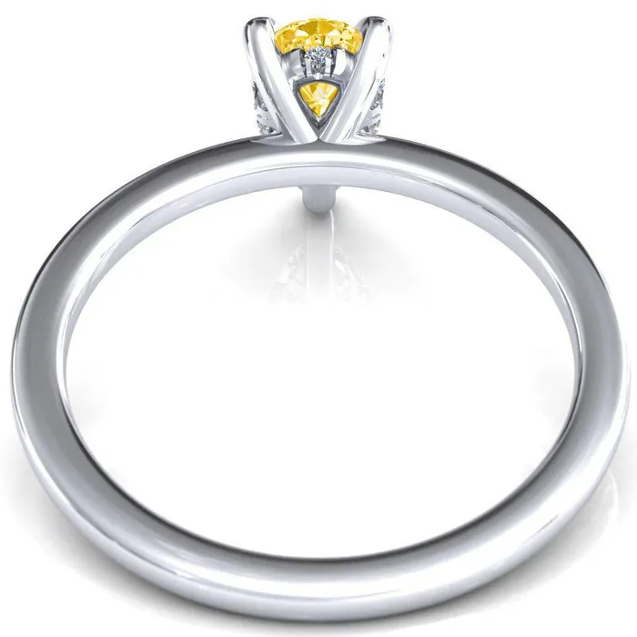Carmeli Pear Canary Yellow 3 Claw Prong Micro Pave Diamond Rail Engagement Ring Fire Brilliance Rings