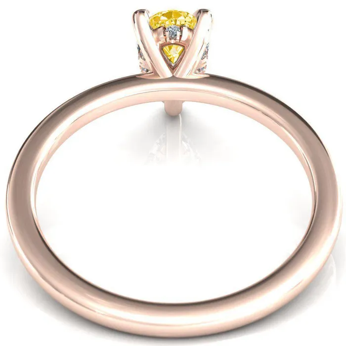 Carmeli Pear Canary Yellow 3 Claw Prong Micro Pave Diamond Rail Engagement Ring Fire Brilliance Rings