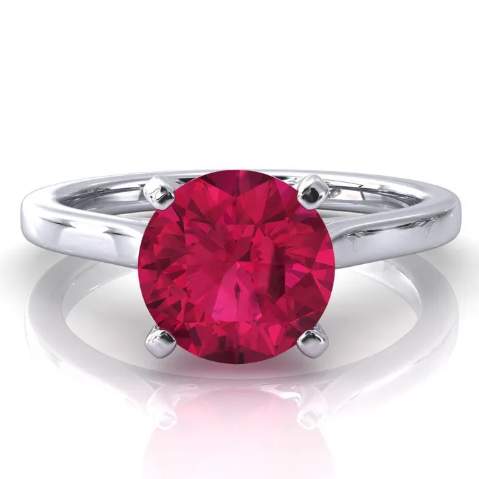 Darci Round Ruby 4 Prong Cathedral Solitaire Engagement Ring Fire Brilliance Rings Darci Round Ruby 4 Prong Cathedral Solitaire Engagement Ring Fire Brilliance Rings