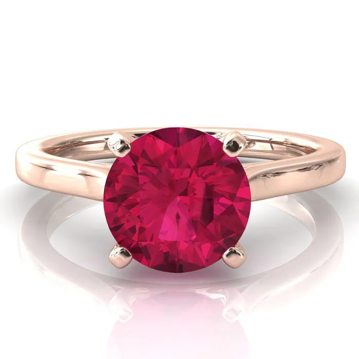 Darci Round Ruby 4 Prong Cathedral Solitaire Engagement Ring Fire Brilliance Rings
