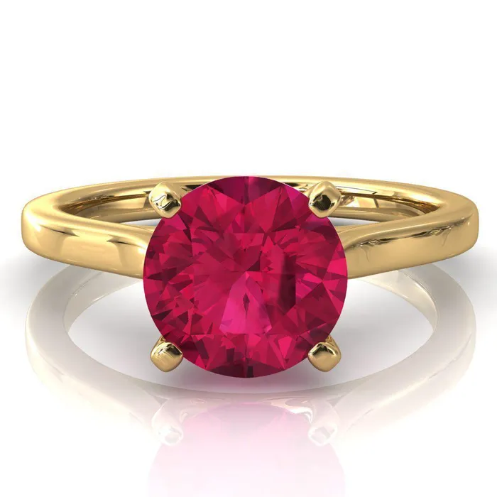 Darci Round Ruby 4 Prong Cathedral Solitaire Engagement Ring Fire Brilliance Rings