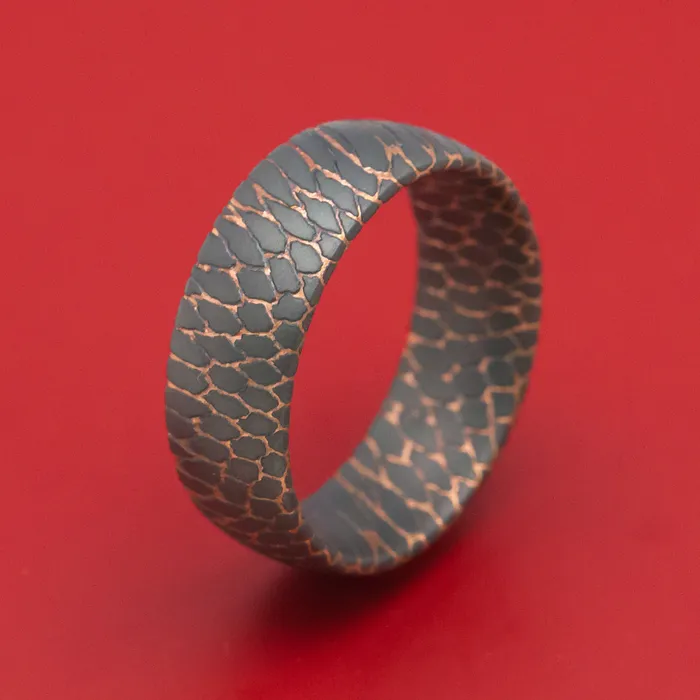 Darkened Superconductor Mens Ring Custom Made TitaniumNiobium And Copper Band Lashbrook Rings Darkened Superconductor Mens Ring Custom Made TitaniumNiobium And Copper Band Lashbrook Rings