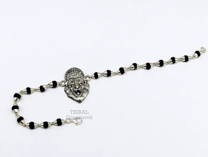Divine holy basil rosary beaded 925 sterling silver handmade lord Narsimha Narsingha design Rakhi bracelet use as daily use jewelry rk221 TRIBAL ORNAMENTS Bracelets Divine holy basil rosary beaded 925 sterling silver handmade lord Narsimha Narsingha design Rakhi bracelet use as daily use jewelry rk221 TRIBAL ORNAMENTS Bracelets