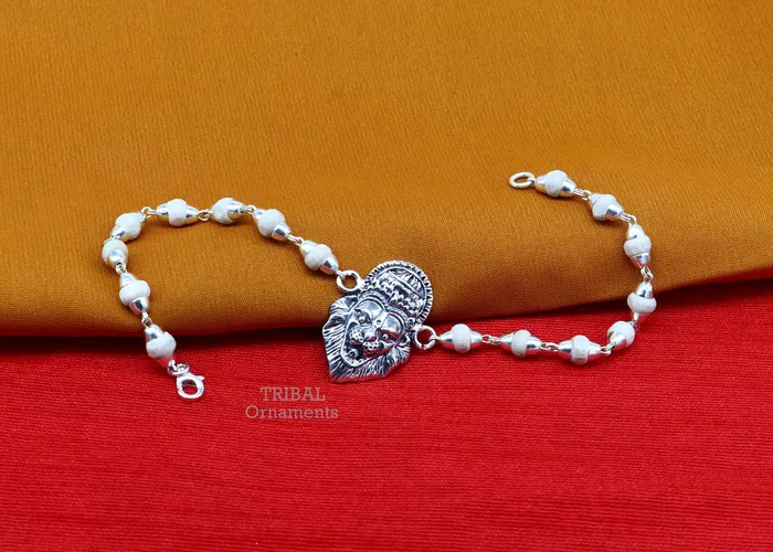 Divine holy basil rosary beaded 925 sterling silver handmade lord Narsimha Narsingha design Rakhi bracelet use as daily use jewelry rk221 TRIBAL ORNAMENTS Bracelets Divine holy basil rosary beaded 925 sterling silver handmade lord Narsimha Narsingha design Rakhi bracelet use as daily use jewelry rk221 TRIBAL ORNAMENTS Bracelets