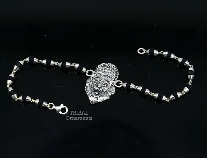 Divine holy basil rosary beaded 925 sterling silver handmade lord Narsimha Narsingha design Rakhi bracelet use as daily use jewelry rk221 TRIBAL ORNAMENTS Bracelets Divine holy basil rosary beaded 925 sterling silver handmade lord Narsimha Narsingha design Rakhi bracelet use as daily use jewelry rk221 TRIBAL ORNAMENTS Bracelets