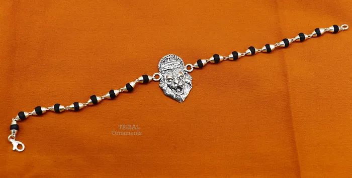 Divine holy basil rosary beaded 925 sterling silver handmade lord Narsimha Narsingha design Rakhi bracelet use as daily use jewelry rk221 TRIBAL ORNAMENTS Bracelets Divine holy basil rosary beaded 925 sterling silver handmade lord Narsimha Narsingha design Rakhi bracelet use as daily use jewelry rk221 TRIBAL ORNAMENTS Bracelets