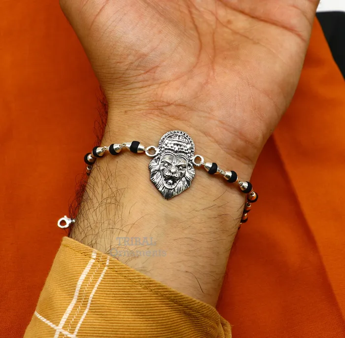 Divine holy basil rosary beaded 925 sterling silver handmade lord Narsimha Narsingha design Rakhi bracelet use as daily use jewelry rk221 TRIBAL ORNAMENTS Bracelets Divine holy basil rosary beaded 925 sterling silver handmade lord Narsimha Narsingha design Rakhi bracelet use as daily use jewelry rk221 TRIBAL ORNAMENTS Bracelets