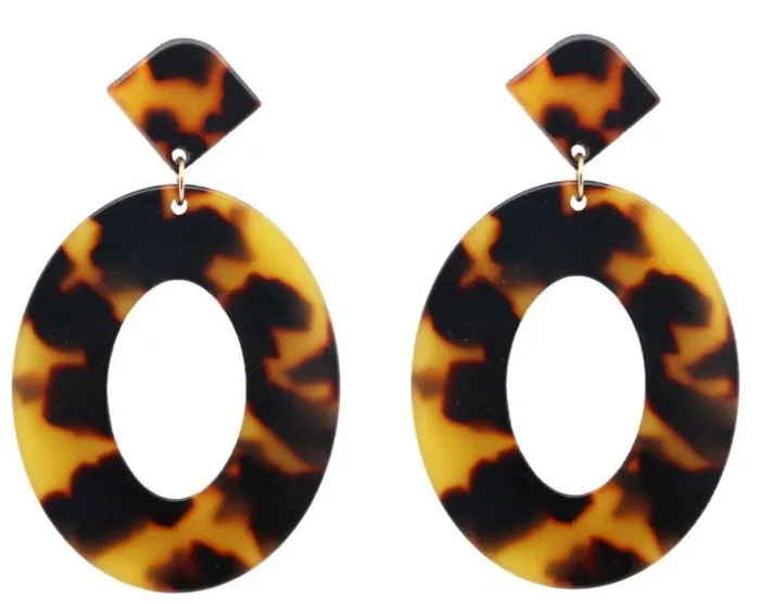 E1206 Leopard Print Oval Acrylic Earrings polly Earrings