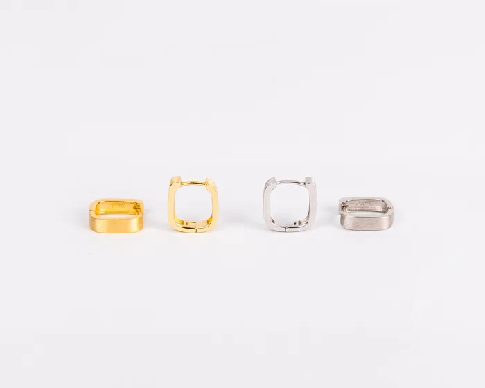 Earrings Hey June Square Matte Huggies