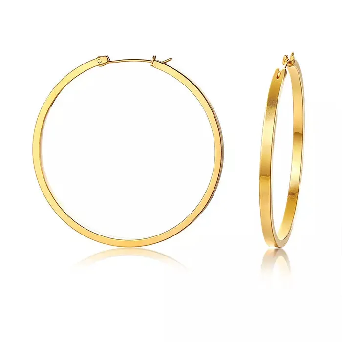 Earrings Jewelvers 18K GoldFilled Big Flat Hoop Earrings