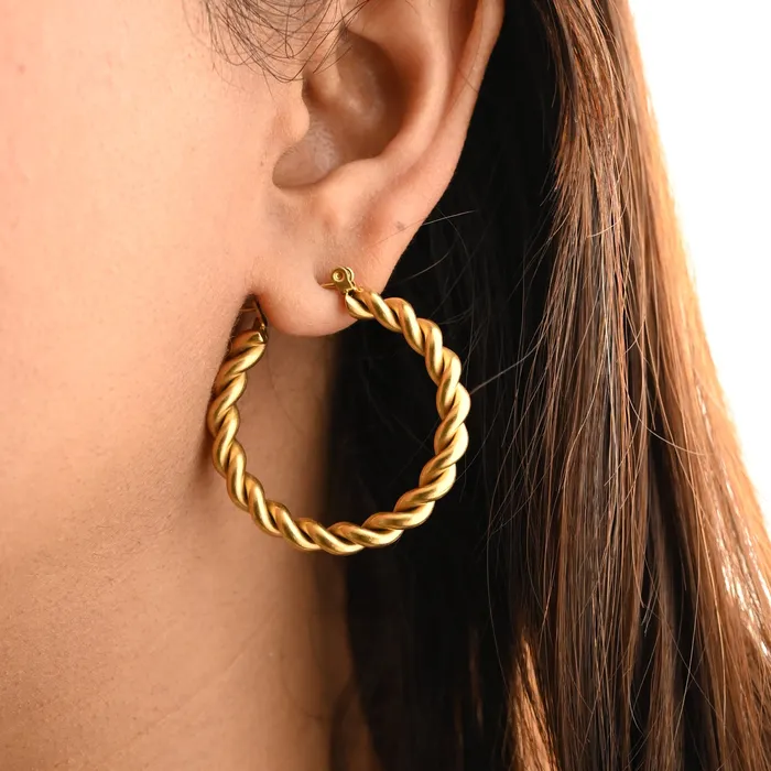 Earrings Jewelvers 18K GoldFilled Twist Hoop Earrings Gold Large Hoops For Women Rope Hoop Regina Hoops Earrings Jewelvers 18K GoldFilled Twist Hoop Earrings Gold Large Hoops For Women Rope Hoop Regina Hoops