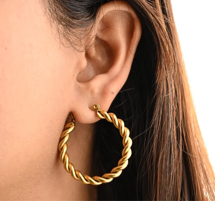 Earrings Jewelvers 18K GoldFilled Twist Hoop Earrings Gold Large Hoops For Women Rope Hoop Regina Hoops Earrings Jewelvers 18K GoldFilled Twist Hoop Earrings Gold Large Hoops For Women Rope Hoop Regina Hoops