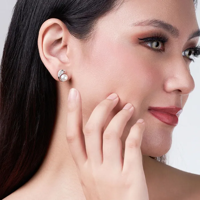 Earrings Pearly Lustre Leopard Freshwater Pearl Earrings WE00084 SAFARI