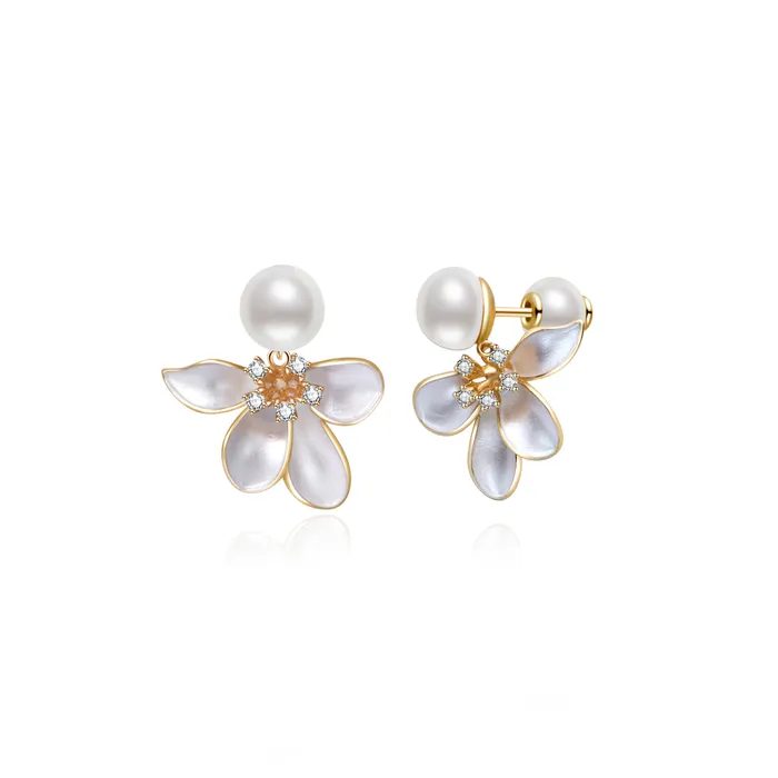 Earrings Pearly Lustre Top Grade Freshwater Pearl Earrings WE00802 ORCHID