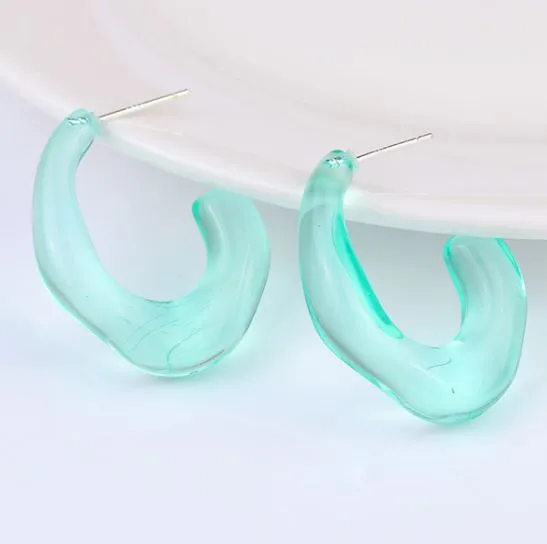 Earrings polly E1772 Mint Green Acrylic Irregular Hoop Earrings