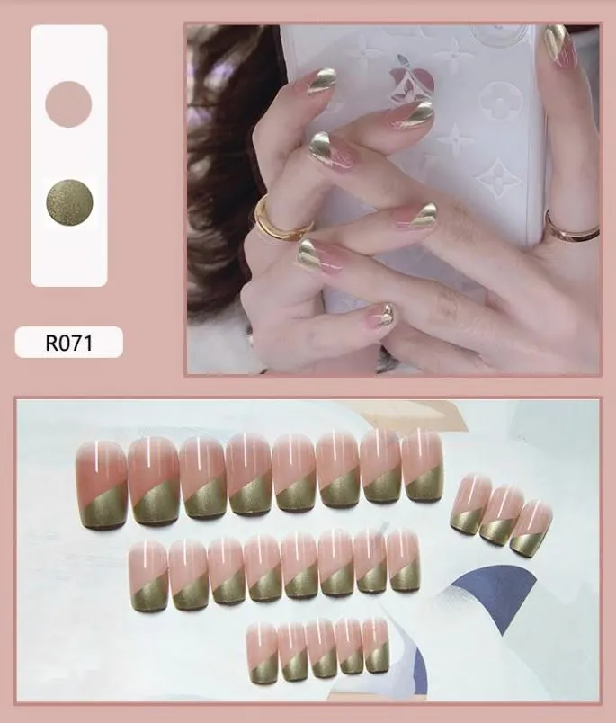 Earrings Polly NS612 Long Square Press On Nails 24 Pieces R071