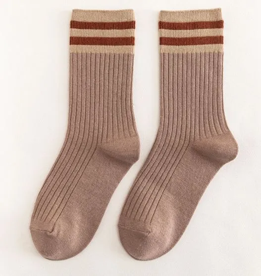Earrings POLLY SF1165 Beige Brown Stripe Socks