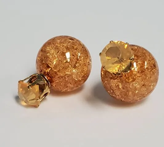 Earrings Susan E203 Champagne Ice Breaker Ball Rhinestone Earrings