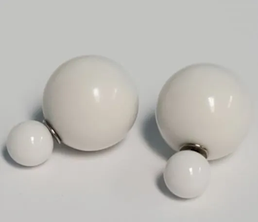 Earrings Susan E247 White Double Ball Earrings