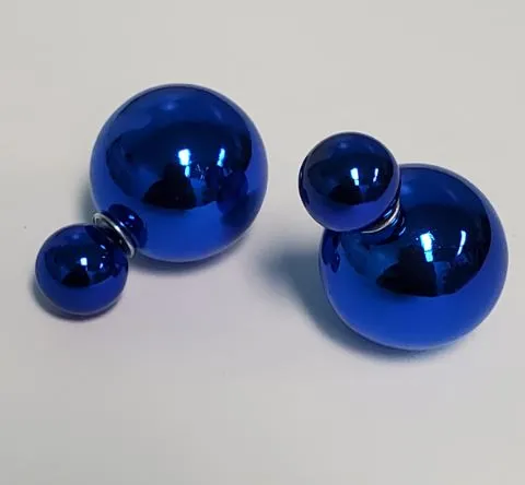 Earrings Susan E283 Royal Blue Double Ball Earrings