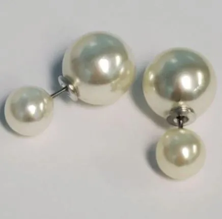 Earrings Susan E679 Off White Pearl Double Ball Earrings