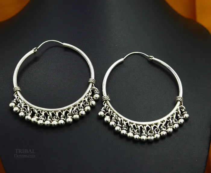Earrings TRIBAL ORNAMENTS 925 sterling silver handmade fabulous hoops earring with gorgeous hanging drops customized large earring personalized gift s1012