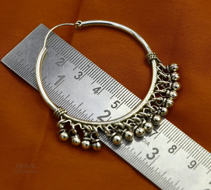 Earrings TRIBAL ORNAMENTS 925 sterling silver handmade fabulous hoops earring with gorgeous hanging drops customized large earring personalized gift s1012