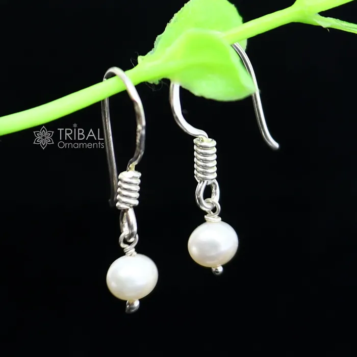 Earrings TRIBAL ORNAMENTS Unique 925 Sterling silver handmade fabulous Hoops earrings with gorgeous pearls stone stylish light weight delicate jewelry s1209 Earrings TRIBAL ORNAMENTS Unique 925 Sterling silver handmade fabulous Hoops earrings with gorgeous pearls stone stylish light weight delicate jewelry s1209