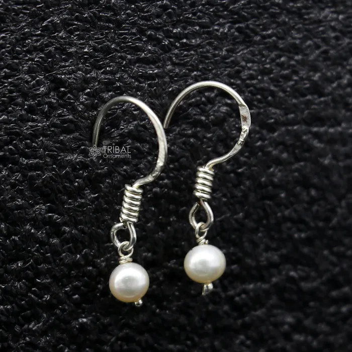 Earrings TRIBAL ORNAMENTS Unique 925 Sterling silver handmade fabulous Hoops earrings with gorgeous pearls stone stylish light weight delicate jewelry s1209 Earrings TRIBAL ORNAMENTS Unique 925 Sterling silver handmade fabulous Hoops earrings with gorgeous pearls stone stylish light weight delicate jewelry s1209