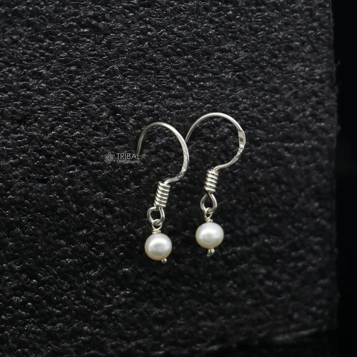 Earrings TRIBAL ORNAMENTS Unique 925 Sterling silver handmade fabulous Hoops earrings with gorgeous pearls stone stylish light weight delicate jewelry s1209 Earrings TRIBAL ORNAMENTS Unique 925 Sterling silver handmade fabulous Hoops earrings with gorgeous pearls stone stylish light weight delicate jewelry s1209