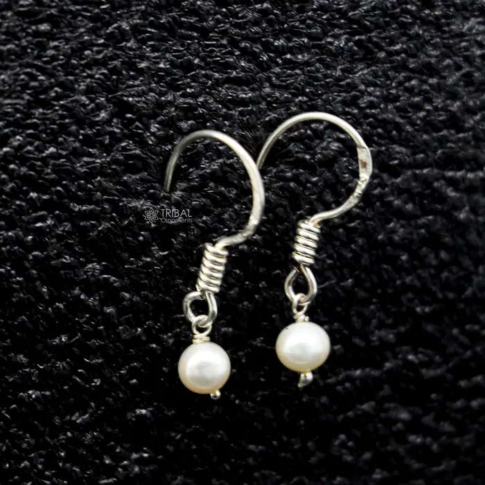 Earrings TRIBAL ORNAMENTS Unique 925 Sterling silver handmade fabulous Hoops earrings with gorgeous pearls stone stylish light weight delicate jewelry s1209 Earrings TRIBAL ORNAMENTS Unique 925 Sterling silver handmade fabulous Hoops earrings with gorgeous pearls stone stylish light weight delicate jewelry s1209
