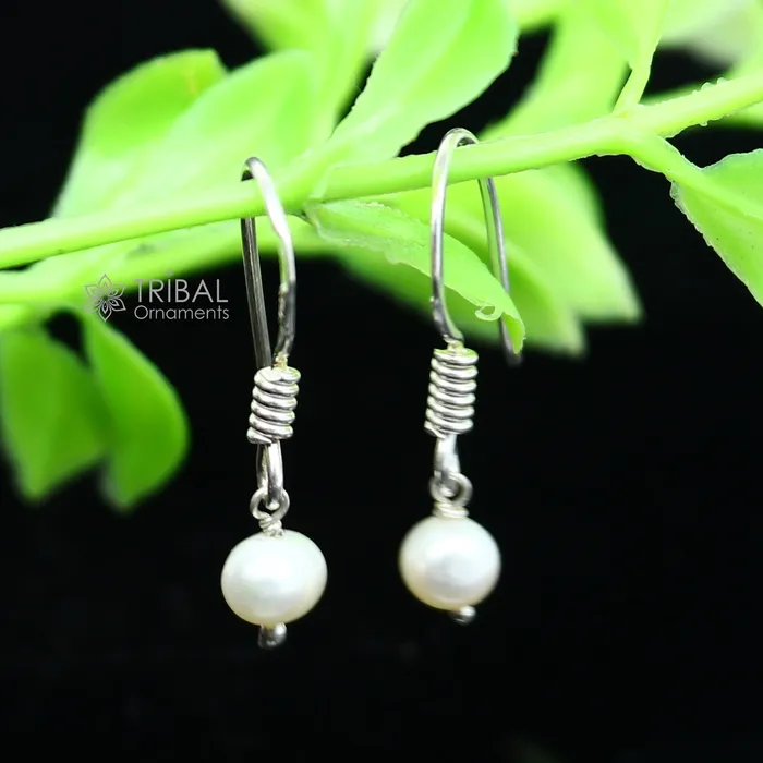 Earrings TRIBAL ORNAMENTS Unique 925 Sterling silver handmade fabulous Hoops earrings with gorgeous pearls stone stylish light weight delicate jewelry s1209 Earrings TRIBAL ORNAMENTS Unique 925 Sterling silver handmade fabulous Hoops earrings with gorgeous pearls stone stylish light weight delicate jewelry s1209
