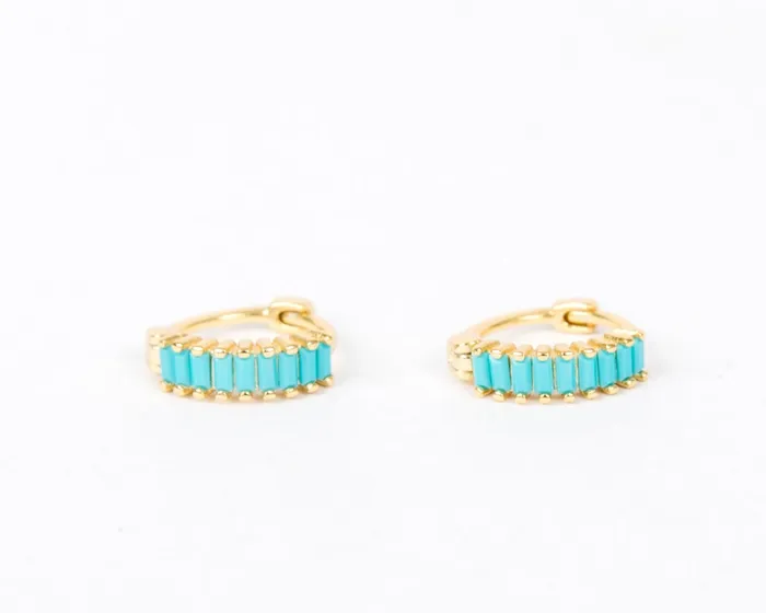 Earrings WANTME Bright Turquoise Tile Huggies