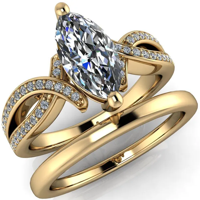 Eden Marquise Center Stone Diamond Channel Split Shank Ring Fire Brilliance Rings