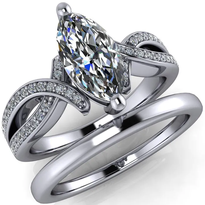 Eden Marquise Center Stone Diamond Channel Split Shank Ring Fire Brilliance Rings