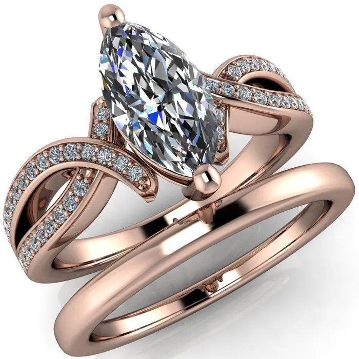 Eden Marquise Center Stone Diamond Channel Split Shank Ring Fire Brilliance Rings