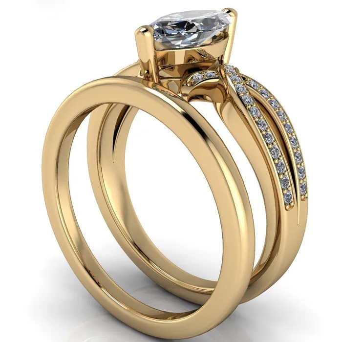 Eden Marquise Center Stone Diamond Channel Split Shank Ring Fire Brilliance Rings