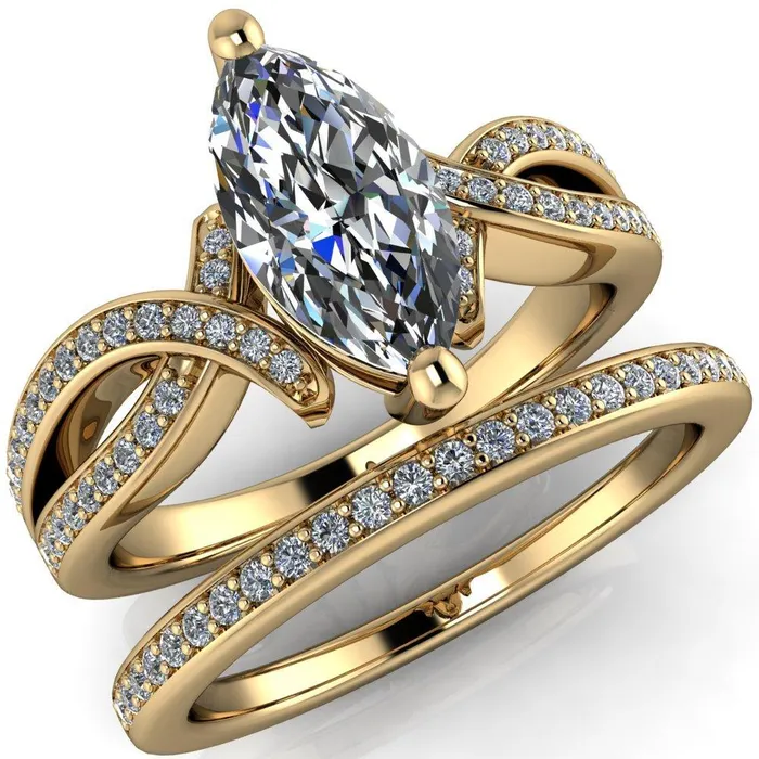 Eden Marquise Center Stone Diamond Channel Split Shank Ring Fire Brilliance Rings