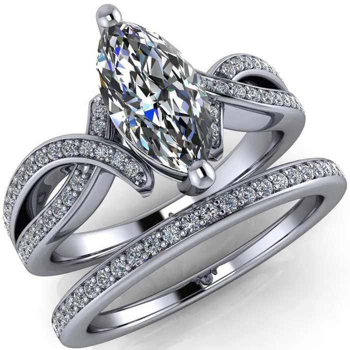 Eden Marquise Center Stone Diamond Channel Split Shank Ring Fire Brilliance Rings