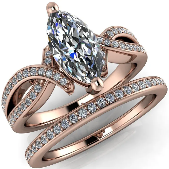 Eden Marquise Center Stone Diamond Channel Split Shank Ring Fire Brilliance Rings